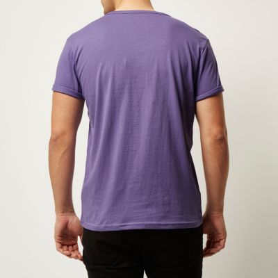 Purple plain chest pocket t-shirt